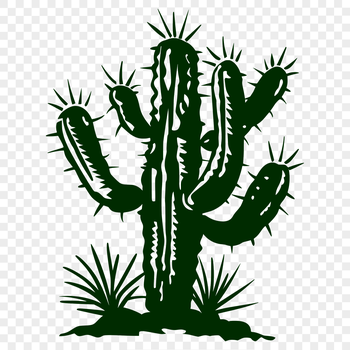 A green, spiny desert plant with sharp edges, suitable for vector graphics.