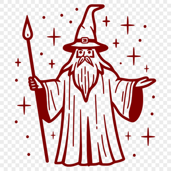 A full-body illustration of a wizard in a fantasy setting, featuring magical elements.