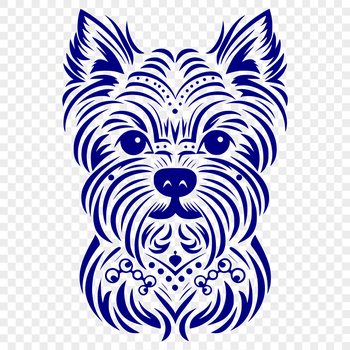 A close-up illustration of a Yorkshire Terrier's head, suitable for vector design and customization.