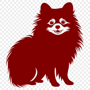 An SVG vector art design featuring a single Pomeranian animal in a sitting position.