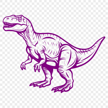 An SVG vector design featuring a large dinosaur silhouette with various details.