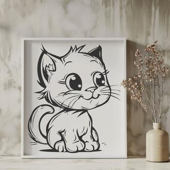 A digital illustration of a cute kitten in full body pose, suitable for use as clip art or vector design.