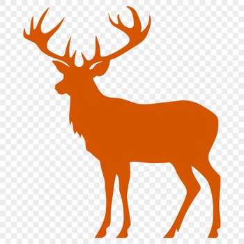 A simple vector illustration of a deer in full-body silhouette.