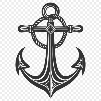 A set of anchor designs with various rope and chain details in a nautical theme.