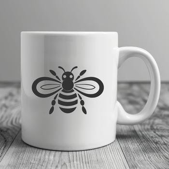 Illustration of a honeybee in full-body view, suitable for gardening-themed designs.