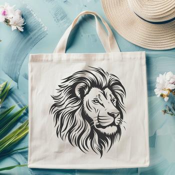 Large feline animal with shaggy mane and sharp claws, suitable for vector art designs.