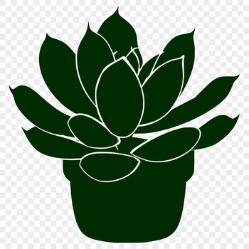 A stylized illustration of a desert plant with thick, fleshy leaves and stems.