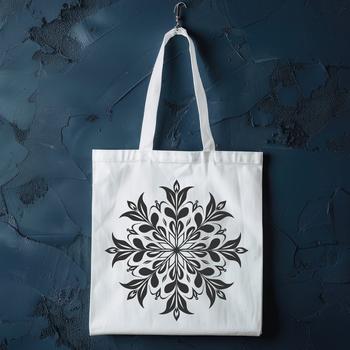 A stylized illustration of a single snowflake with symmetrical patterns.