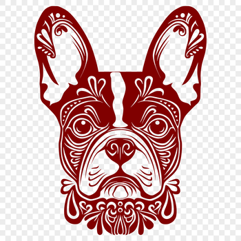 A detailed illustration of a Boston Terrier's head, suitable for clip art and vector design.