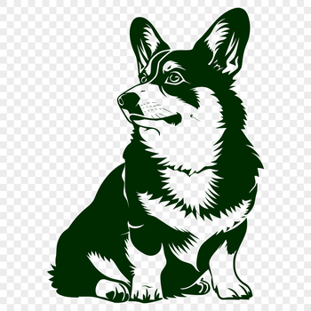 A digital representation of a Welsh Corgi in a sitting position, suitable for use as clip art or vector design.