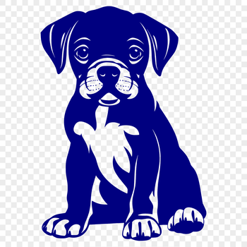 A full-body illustration of a sitting Boxer dog breed with detailed fur texture.