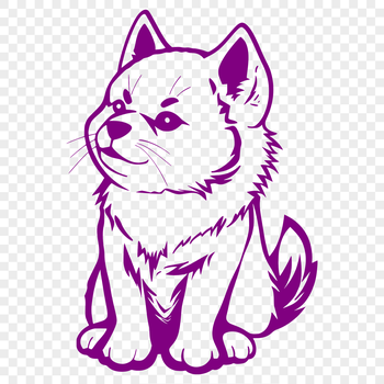A sitting Shiba Inu dog in full body profile.