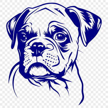 An SVG image of a cute Boxer puppy's face, ideal for use in graphic design projects.
