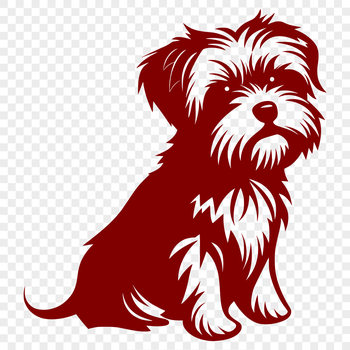 A sitting dog with a full body illustration, showcasing a Morkie breed.