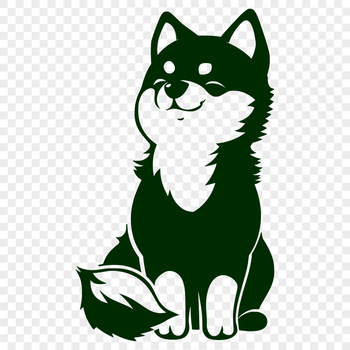 A full-body illustration of a Shiba Inu sitting on its haunches.