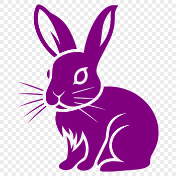 A simple line drawing of a cute rabbit sitting on its haunches.