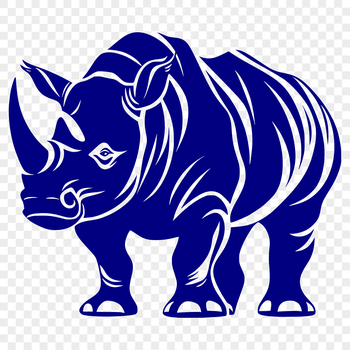 A large, gray mammal with a distinctive horn on its nose, characteristic of the rhino species.