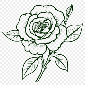 A detailed illustration of a single rose flower with realistic petals and center.