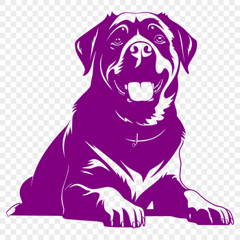A full-body illustration of a loyal rottweiler breed dog in a relaxed position.
