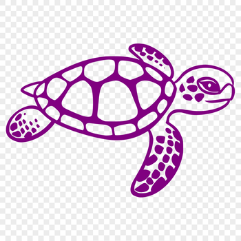 A digital illustration of a sea turtle, depicted in its entirety with detailed scales and shell.
