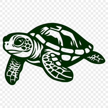 A detailed illustration of a sea turtle in full body view, suitable for vector art designs.