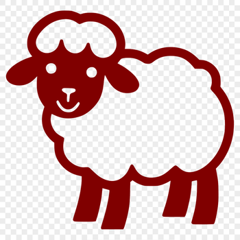 A simple line drawing of a full-bodied farm animal, depicting a sheep in its natural form.