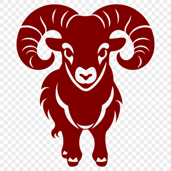 A digital illustration of a ram standing in a grassy field.