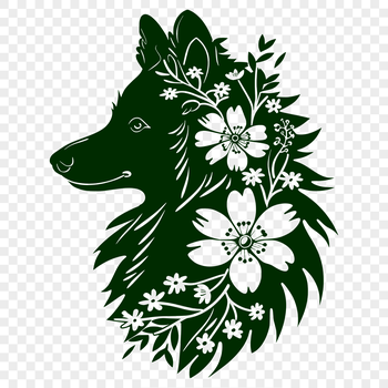 A detailed illustration of a Shetland sheepdog's head, suitable for vector graphics design.