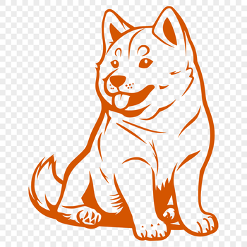 A full-body illustration of a Shiba Inu dog sitting on its haunches, suitable for vector art and clip art designs.
