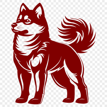 A vector illustration of a Shiba Inu dog standing upright in full body form.