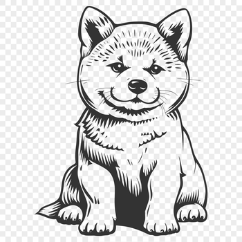 A sitting Shiba Inu with a fluffy coat and triangular ears.