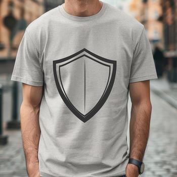 A metallic shield with a rounded shape and a central emblem, suitable for vector art projects.