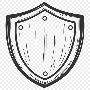 A graphical representation of a shield with a sturdy design.