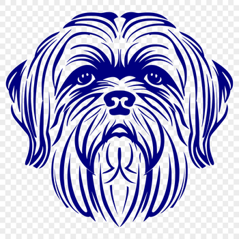 A stylized illustration of a Shih Tzu dog's head.