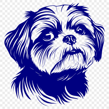 A small breed dog with a long coat, known as the Shih Tzu, depicted in a clean vector design.