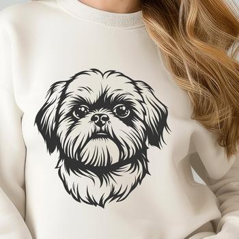 A close-up illustration of a Shih Tzu's head and face, suitable for digital use.