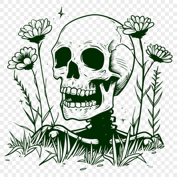 A witchcraft-themed SVG illustration featuring a skull surrounded by floral patterns.