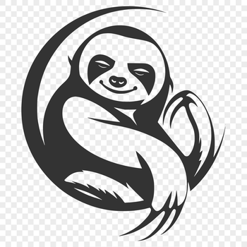 Close-up illustration of a sloth's face with fur texture, suitable for vector design and commercial or personal use.