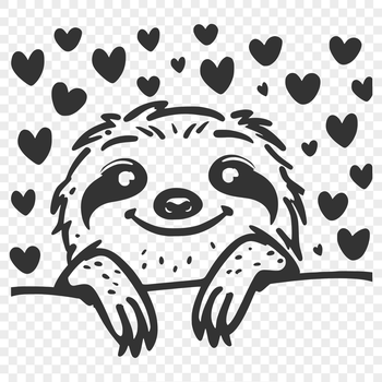 A sloth with heart-shaped accents on its head.