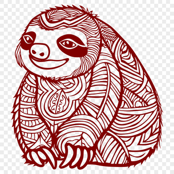 A sloth sitting on a tree branch, fully illustrated in vector form.