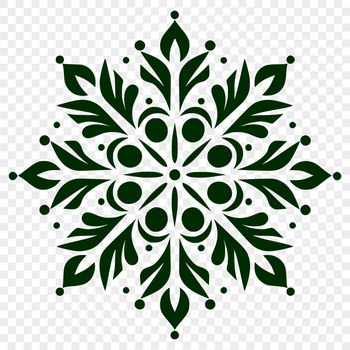 A delicate ornate snowflake with intricate details, suitable for winter and Christmas designs.