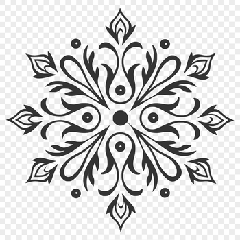 Delicate ornate snowflake design for Christmas decorations or winter projects.