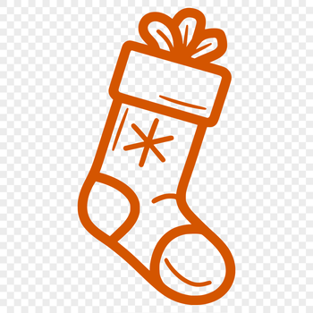 A simple line drawing of a Christmas stocking, suitable for vector art and design.