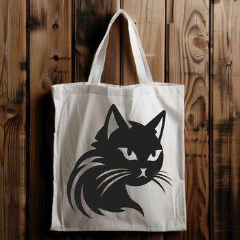 A detailed illustration of a cat's head, suitable for vector graphics and digital cutting.
