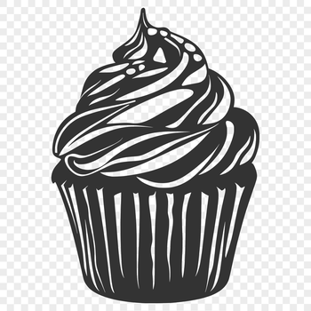 A colorful illustration of a single cupcake on a flat surface, suitable for vector design and cutting machine use.