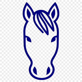 An open-source SVG design of a horse suitable for digital and commercial applications.