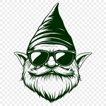 A mythical creature's head wearing sunglasses, depicted in a stylized vector art design.