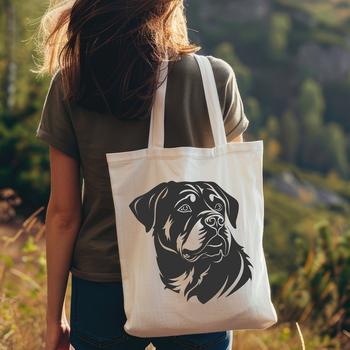 Close-up of a Rottweiler's head and face, ideal for vector art designs.
