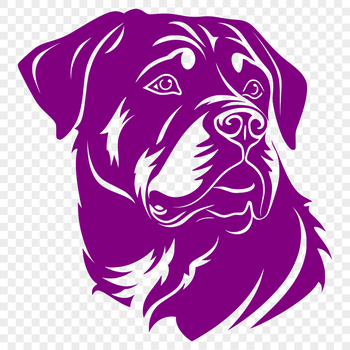 Vector image of a Rottweiler dog breed in profile view.