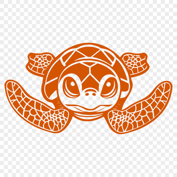 A detailed illustration of a sea turtle from the head to the tail, suitable for vector graphics and digital designs.